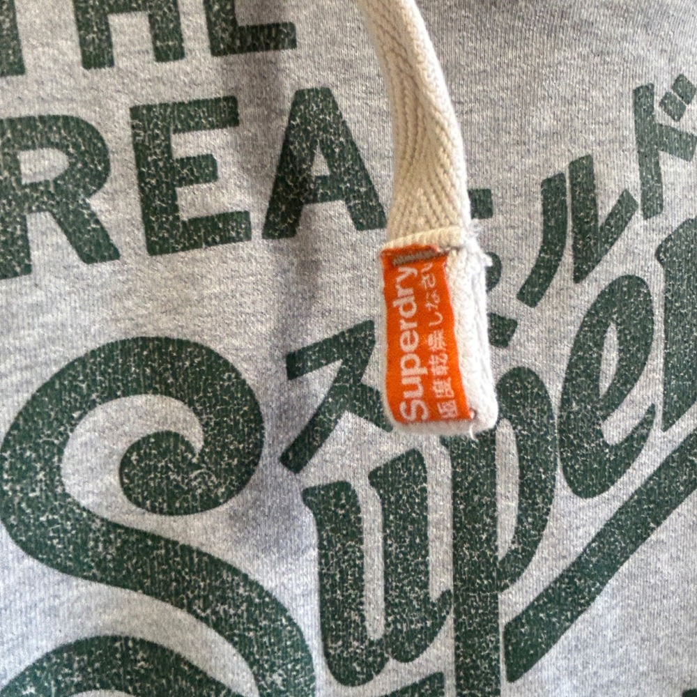 Superdry Vintage JPN Hoodie Mens 2XL Gray Graphic Pullover Sweatshirt - Picture 4 of 8